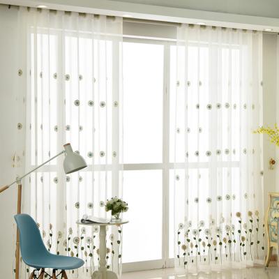 China New Blackout Sunflowers Design Wholesale Embroidery Sheer Ready Made Window Curtain With Ring For Hotel And Bedroom for sale