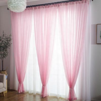 China 100%Polyester Sheer Solid Color Pink Single Cheap Voile Curtain To Wedding Backdrop Decoration Thin Sheer Terylene for sale