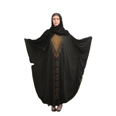 China WUAI 2022 Muslim Middle East Dubai Arab Bat Sleeve Long Dress Black Loose Skirt Home Commercial Border Long Dress All Code for sale