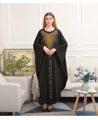 China WUAI 2022 Home Black Batwing Sleeve Dress Arab Muslim Arab Middle East Dubai Trade All Code for sale