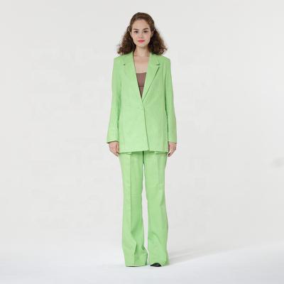 China Breathable High Quality 50% Canvas Green And 50% Cotton New Womens Office Suits for sale