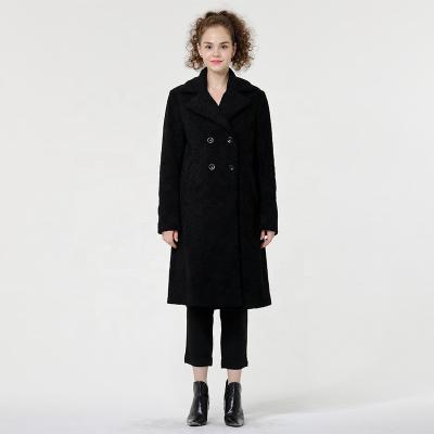 China Anti-wrinkle 2021 autumn and winter black teddy wool lapel coat double-breasted wool warm women for sale