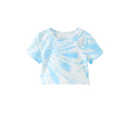 China Custom Tie Dye Breathable Round Neck Sweatshirt Girls Comfortable Clothing Kids Seamless T-shirt for sale