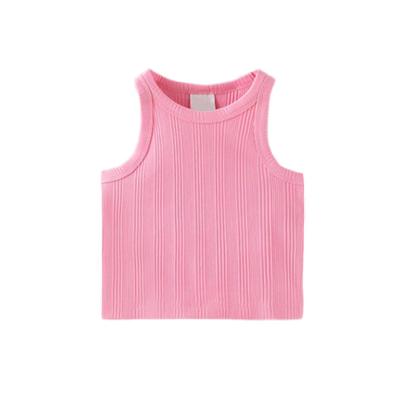 China Custom Anti Pilling Anti Shrink Girls Tops Sleeveless Ribbed Top Kids Clothing Tank Kids Top Comfortable Wear for sale