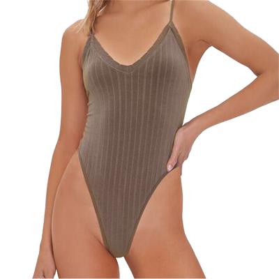 China 78% rayon / 17% nylon / 5% spandex 2022 Women Clothing Bodysuit Custom Breathable Elastic Seamless Quick Dry Ribbed Bodysuits for sale