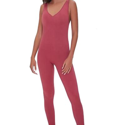 China Elegent 6% Nylon Spandex Custom Comfortable Elastic Jumpsuit Women 94% Ribbed Seamless Breathable Jumpsuits for sale