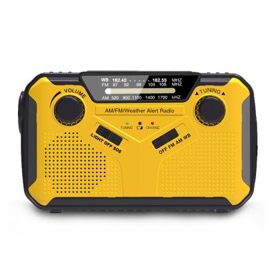 China PORTABLE 2500mAh 4 AM/FM SOS Ways Powered Alarm Radio with Solar Flashlight Reading Light Crank Emergency Time Radio for sale