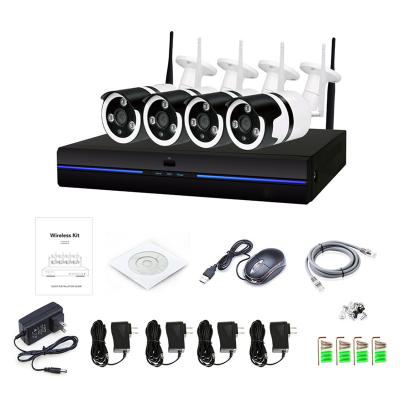 China Built-in Siren 1080p Wireless IP Camera WiFi Night Vision Security Surveillance 4 Cameras CCTV System H.265 NVR Free FCC CE Rohs CMOS 12 Months for sale