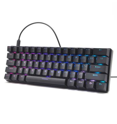 China Puddle Resistant Keyboard 61 Keys RGB Waterproof Mechanical Laptop Gaming Keyboard with 4 Backlight Patterns for sale