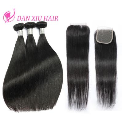 China 100% Virgin Remy Human Hair Factory HD Lace Bundle With Closure , 4*4 5*5 6*6 Virgin Remy Indian Hair Straight Lace With Top Closure for sale