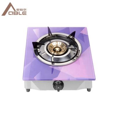 China Table Top Portable Single Burner Hotel Glass Top Home Gas Stove for sale