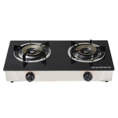 China Household Wholesale 2 Burner Tempered Glass Auto Ignition Gas Stove Cookers Gas Stove for sale