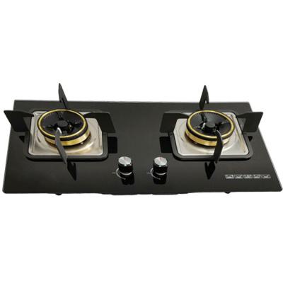 China Household 2 Burner Cooktop Cooktop Flame Built-in Glass Top Gas Stove for sale