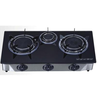 China Household commercial professional CAPABLE tempered glass three burner infrared gas stove for sale