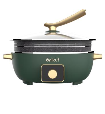 China Wholesale 5L 6L Aluminum Alloy Outdoor Electric Frying Pan Electric Small Hot Pot Cooking Pot Saute Pan Electric Frying,Soup for sale