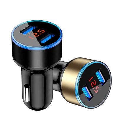 China Car Mobile Phone Charger 2 Dual USB Port 3.1A Charger LCD Display 12-24V Cigarette Plug Lighter Fast Car Charger Adapter for sale