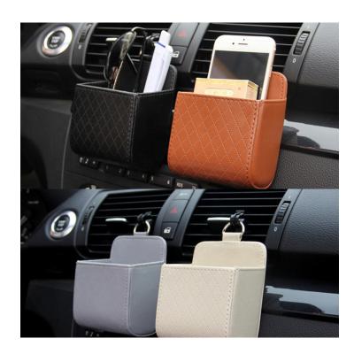 China Fashion Car Storage Box Air Vent Dashboard Tidy Leather Organizer Hanging Car Accessories Organizer Box Glasses Phone Holder Storage for sale