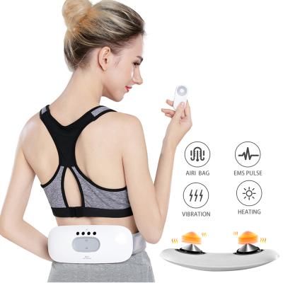 China HEZHENG Rechargeable Health Back Stretcher Electric Waist Massager for Office Home Lumbosacral Heating Pain Relief with Belt EMS, Air Pressure for sale