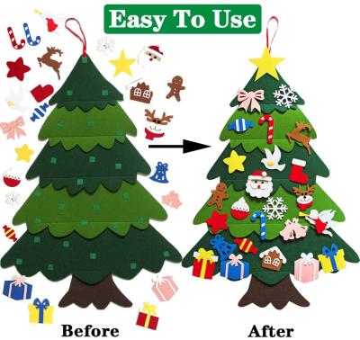 China Eco-friendly Xmas Gifts Felt Christmas Tree For Kids Handmade New Year Christmas Wall Hanging Decorations for sale