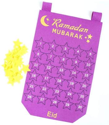 China Countdown Felt Eid Ramadan Mubarak Wall Calendar Calendar For Ramadan And Eid Mubarak Decorations for sale