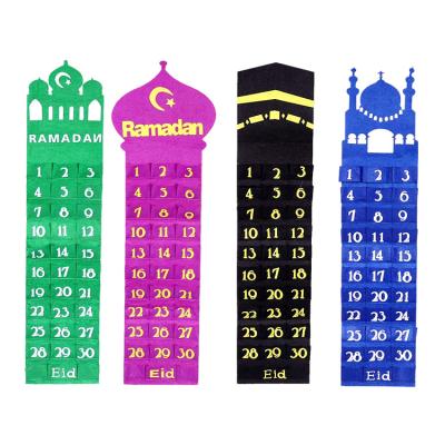 China CLASSIC Home Decor Felt Ramadan Eid Mubarak Wall Hanging Numbered Countdown Calendar 31.50 x 7.48in for sale