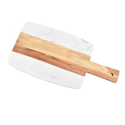 China Viable Professional Rectangle Marble and Acacia Thick Wooden Cheese Cutting Board with Handle for sale