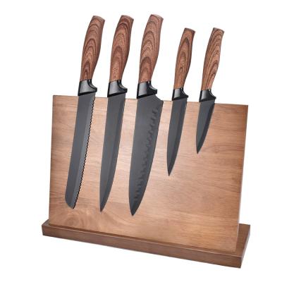 China Viable Non-Stick 5pcs Knife with Rubber Wood Holder for sale