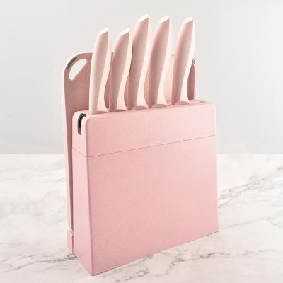 China Sustainable Custom 7 Pcs Stainless Steel Kitchen Knife Set With Block And Chopper for sale