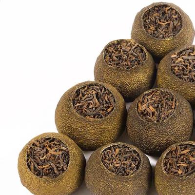 China Hot selling small orange peel ripe tea health detox flower tea Chen Pi Pu pure natural green tea ball 'er for sale