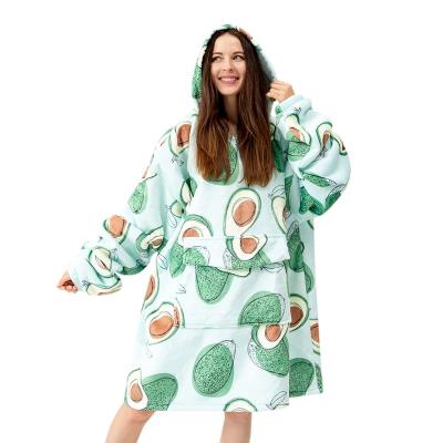 China Avocado Covering Sherpa Teddy Fleece Wearable Super Soft Warm Comfortable Throw Plush Hooded for sale