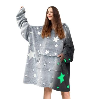 China Wearable custom logo oversized oohed glow in the dark hoodie cover up for sale