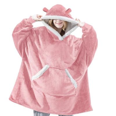 China JH Anti-Static Custom Heated Winter Large Wearable Fleece Oversized Wearable Covering Hoodie for sale