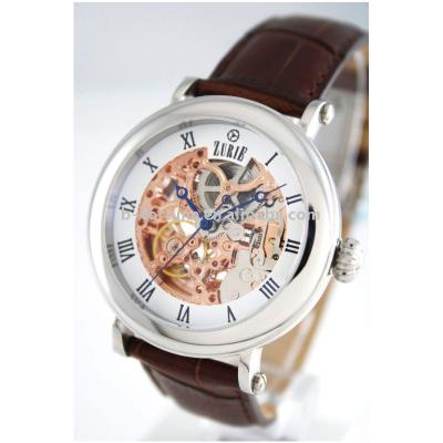 China Stainless Steel Leather Automatic Mechanical Seagull Band ZUSK-01W Day/Date Skeleton Watch Movement Watch for sale