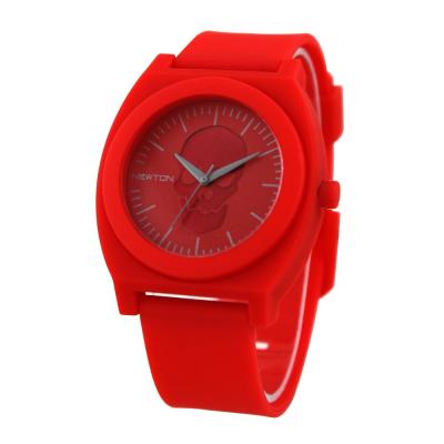 China FT1203C_RD Custom Logo 3 Hands PU Strap Pirate Skull Red Color Time Silicone Quartz Watch for sale