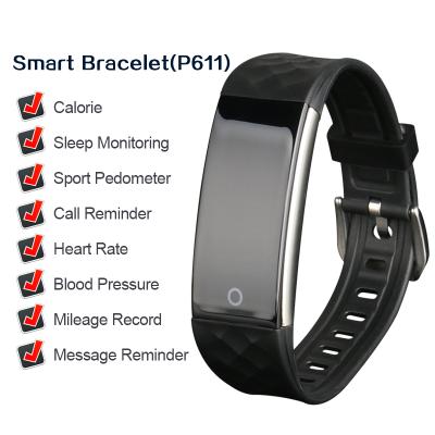 China P611 Black Multifunctional Charm Sports Alarm Fashion Digital Health Care Smart Watch for sale