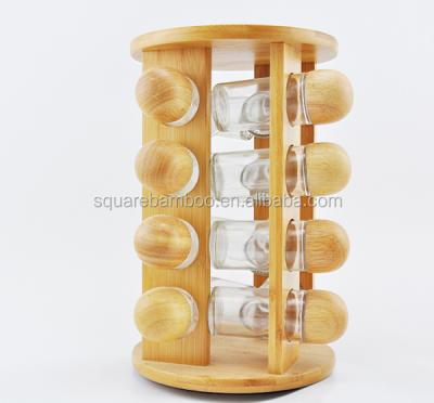 China Sustainable Bamboo Spice Rack, 16-Jar Marked Orbit Spice Rack Jars And Rack for sale