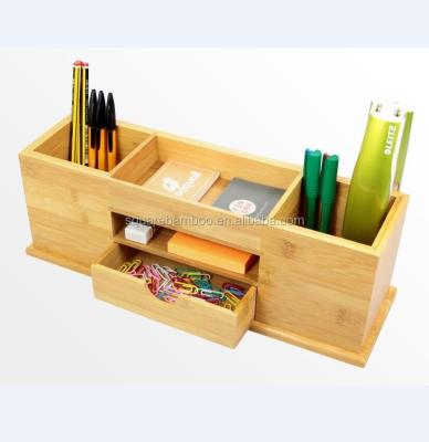 China Eco-friendly bamboo desk organizers trolley pen pensil holder desk accessories organizer for sale