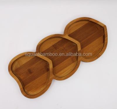 China Three Heart Shape Disposable Bamboo Dish for sale