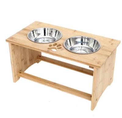 China Sustainable Creative Bamboo 12inch Elevated Feeder And Pet Bowls For Large Dogs for sale