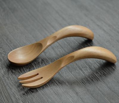 China Disposable Creative Wood Curve Spoon And Fork Set Wholesale for sale