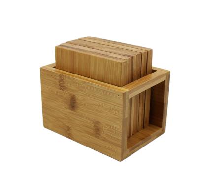 China Sustainable Bamboo Square Coaster Set Bamboo Square Coaster Set Bamboo Kitchenware for sale