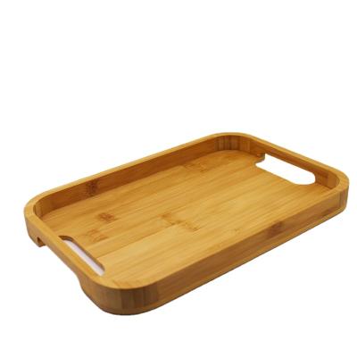 China Restaurant Bamboo Tray Bamboo Three Dish Kitchen Storage Round Edge Serving Tray Rectangular Set for sale