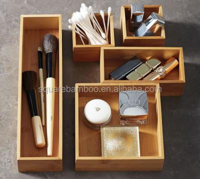 China Sustainable Bamboo Storage Cosmetics Organizer Boxes for sale