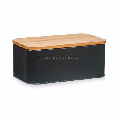 China Modern Eco - Friendly Bamboo Canned Storage Organizer Bread Box For Kitchen With Lid for sale