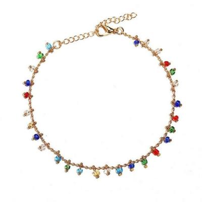 China BOHEMIA Tassels Anklets Colored Rice Beads Gold Plated Anklets For Women Delicate Sheer Manual Anklet for sale