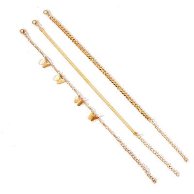 China Diamond Anklets For Women Chain Bohemian Love Butterfly Alloy Anklets Fashion Costume Dangling Anklet for sale