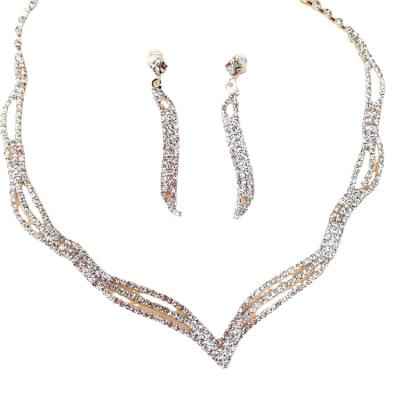 China High Quality Bride Necklace Ornaments Rhinestone Claw Chain Earrings Necklaces Jewelry Set Two Piece Set for sale