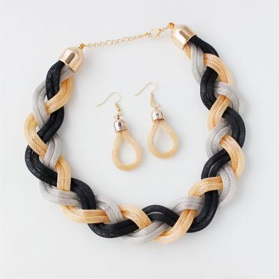 China Fashion Women Jewelry Set Fashion Bohemian Hand - Woven Rope Necklace Earrings Jewelry Set for sale