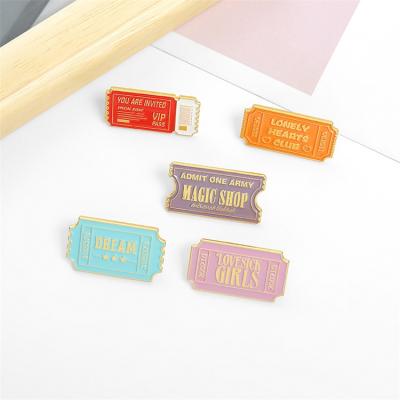 China Alloy Brooches Letter Fashion Dress Badge Simplicity Stamp Series Environmental Friendly Accessories Paint Pins for sale