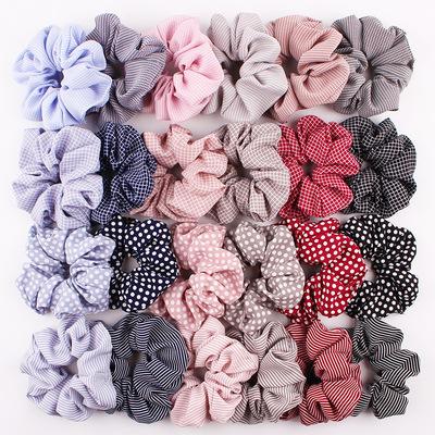 China Popular Elastic Hair Ties Stripe Dot Hair Bands Wave Dot Scrunchies for sale